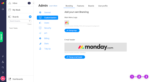 Custom Branding options in Monday.com