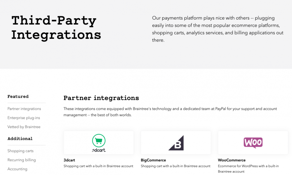 Braintree integrations list