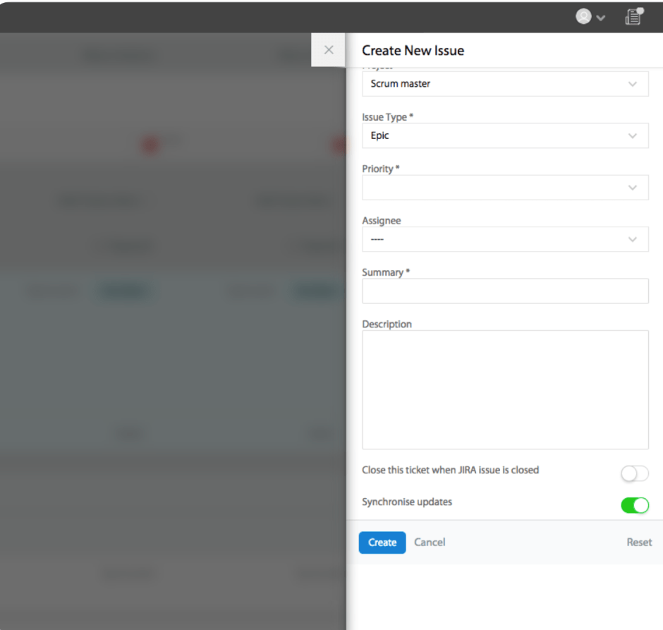 Depicts how two-way sync is established between help desk tickets and project tasks in HappyFox