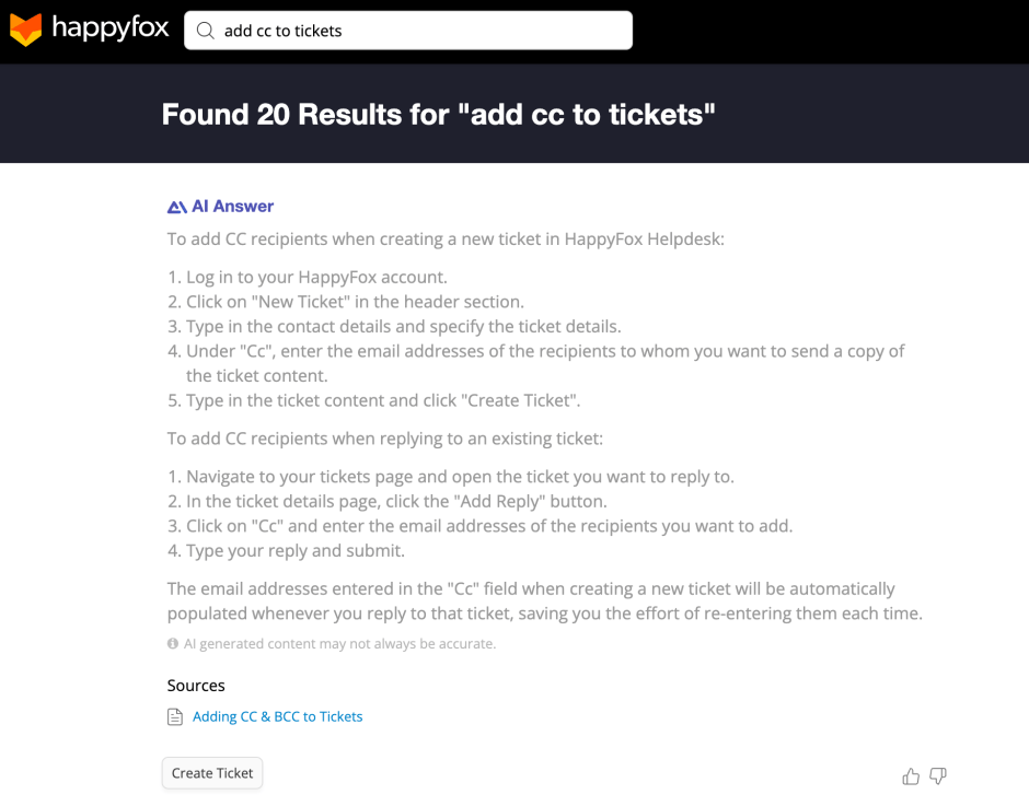 HappyFox AI Answers offers KB solutions for users on support portal