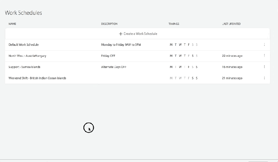 Setup work schedules to streamline support processes