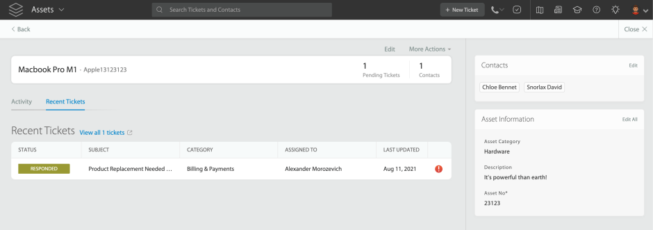 Link assets to tickets
